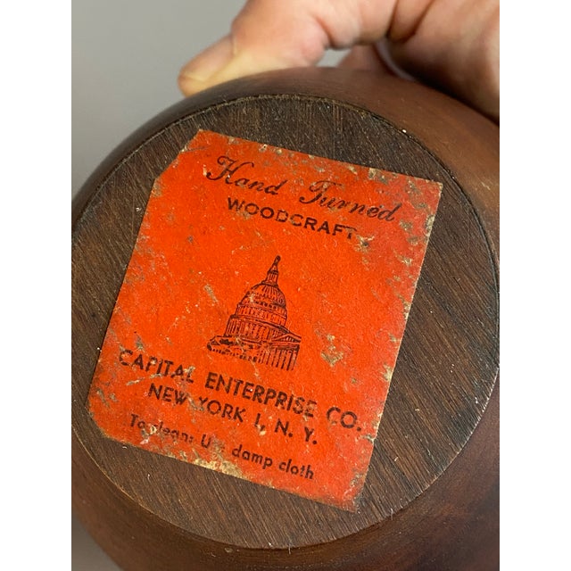 1960s Capital Enterprises Turned Walnut and Enameled Covered Vessel For Sale - Image 10 of 10