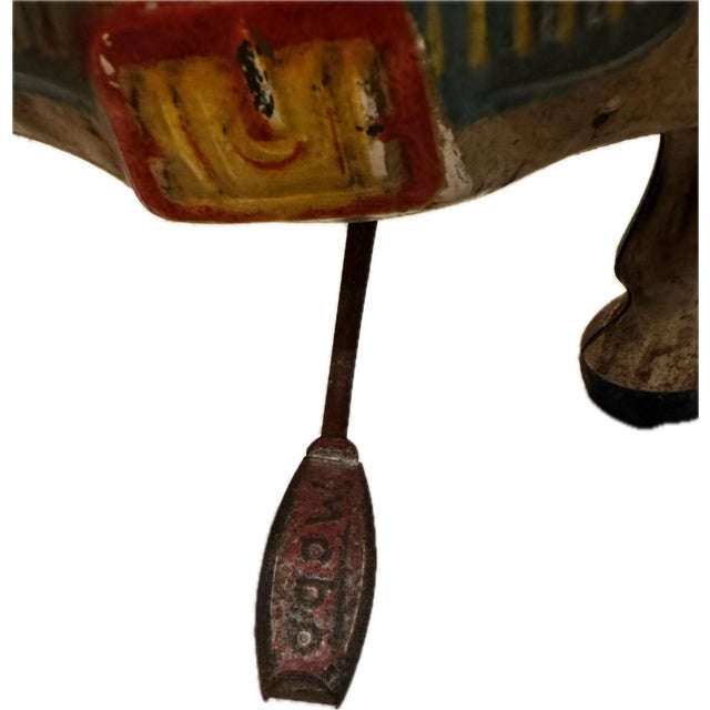 Vintage 1940’s Mobo Horse Bronco Metal Riding Toy Self-Propelled England Wheels. Mid-Century Patina Steel Bouncing, Steering Ride Toy For Sale - Image 10 of 10