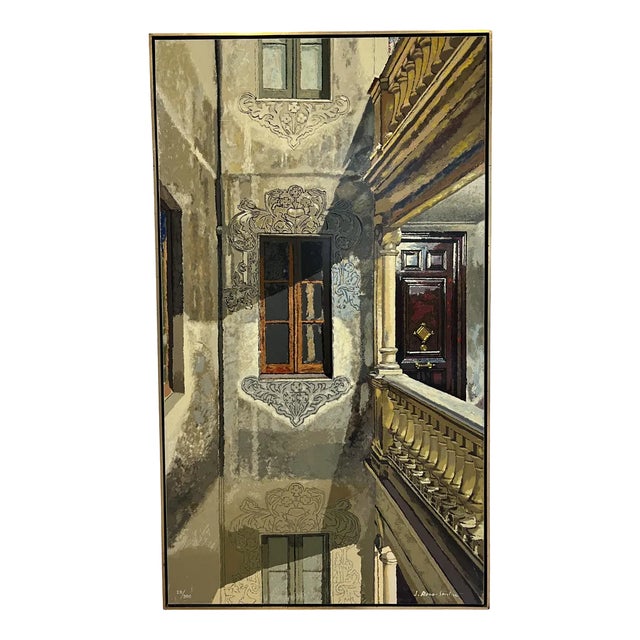 José Roca-Sastre, Cour intérieure, Lithograph on Cardboard, 1960s, Framed For Sale