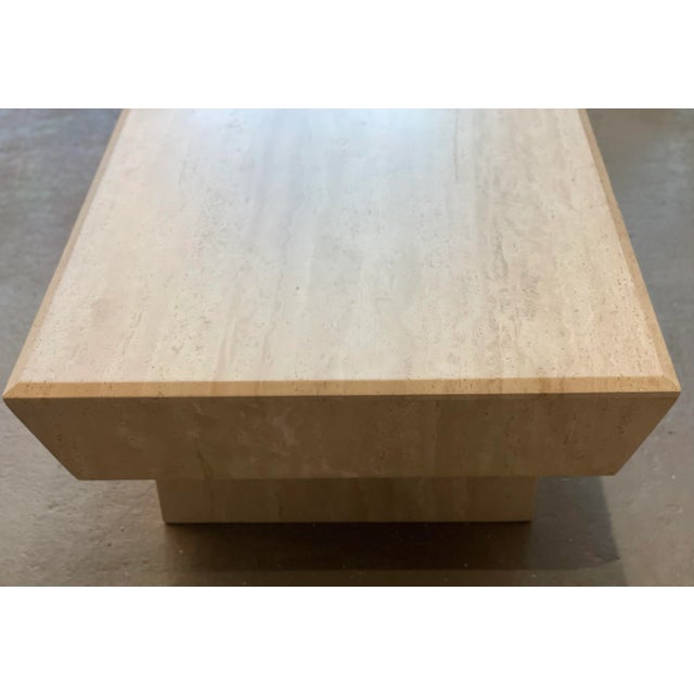 1980s Travertine Postmodern Vintage Coffee Table With Angled Edge For Sale - Image 10 of 11