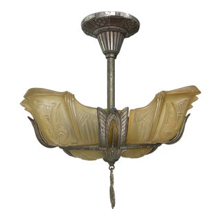 Art Deco Slip Shade Chandelier For Sale