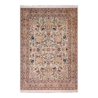 Beauttiful Floral Nagi Pak-Persian Ivory/Ivory Wool Rug - 9'1'' X 12'2'' For Sale
