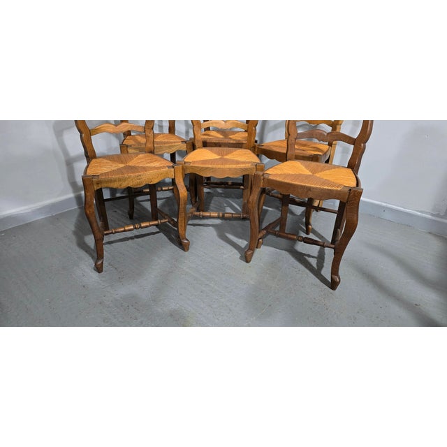 French Rustic Farmhouse Dining Chairs, 1900, Set of 6 For Sale - Image 3 of 11
