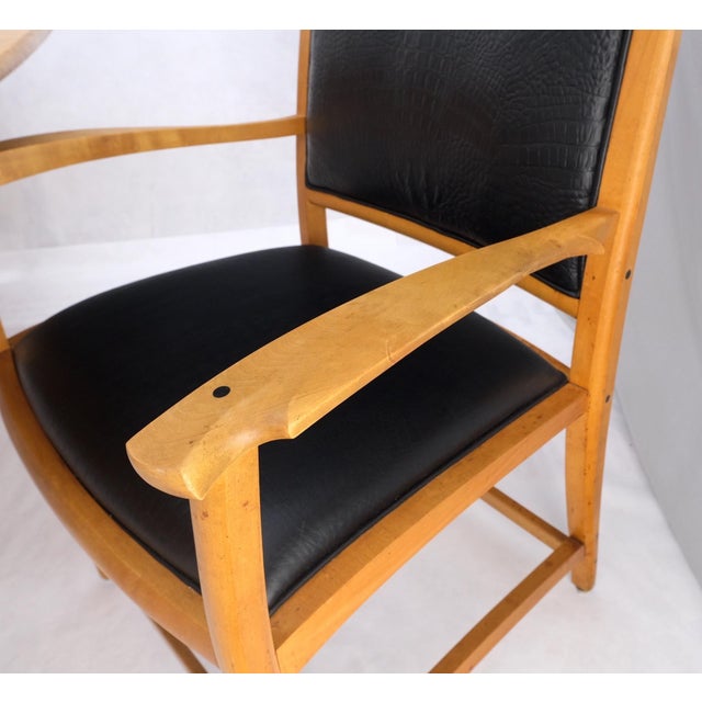 Late 20th Century Solid Curly Maple Table 6 Chairs Bench Hand Made Jointly Studio Dining Set For Sale - Image 16 of 18