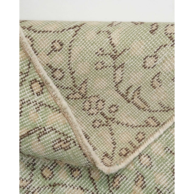 1970s Vintage Turkish Oushak Handmade Wool Cotton Green Area Rug For Sale - Image 10 of 11