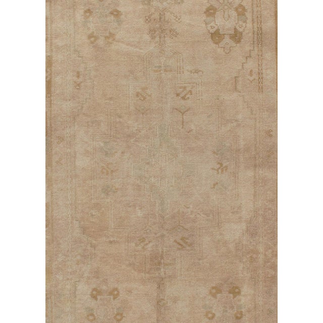 Textile Vintage Circa 1940 Turkish Oushak Area Rug, 4ft 4in X 9ft 4in For Sale - Image 7 of 8