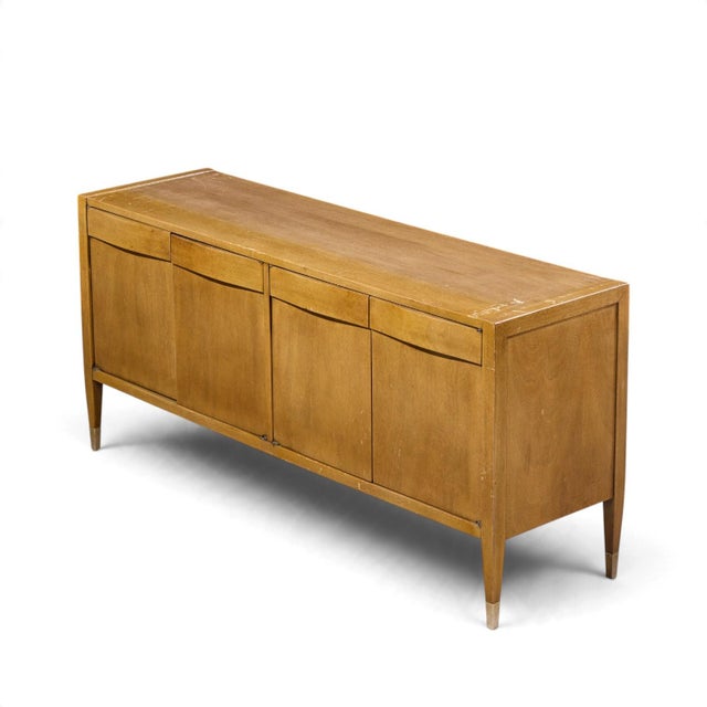 American of Martinsville Mid Century Walnut and Cane Credenza With Hutch For Sale - Image 11 of 13