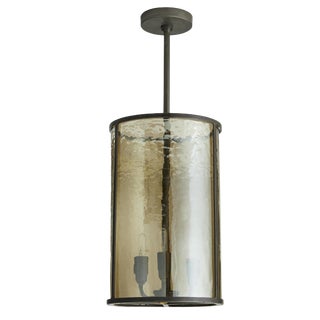 Arteriors Modern Iron and Smoked Textured Glass Riggs Pendant Light For Sale