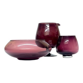 Amethyst Glass Bowl Curation - Group of 3 For Sale