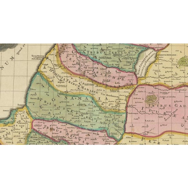 Judaea or Terra Sancta, Twelve Tribes of Israel – Sanson Map, c.1680 This antique map depicts Judaea or the Holy Land...