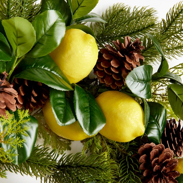 Kenneth Ludwig Chicago Lemon & Mixed Botanicals Wreath 26" For Sale - Image 4 of 4