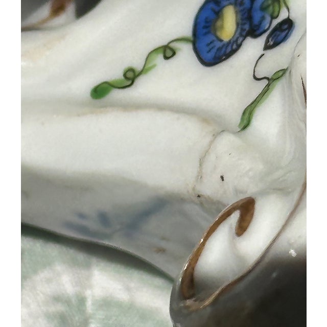 Antique Meissen Porcelain Footed Salt Cellar Ca. 1735 Hand Painted For Sale - Image 12 of 12