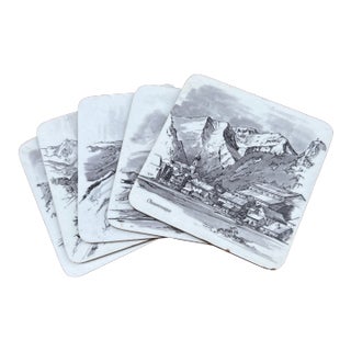 1970s Schuberth Bavarian Alps Vintage Coasters West Germany- Set of 5 For Sale