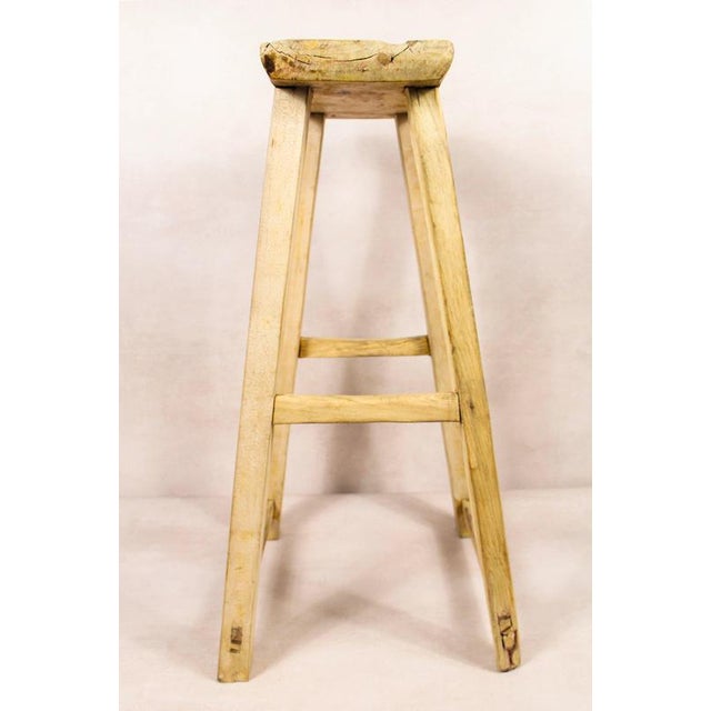 Vintage Rustic Stool in Elm For Sale - Image 4 of 5