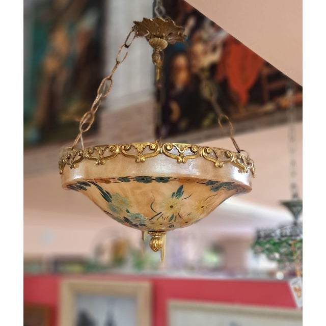 1930s Alabaster Pendant Lamp, 1930s For Sale - Image 5 of 9