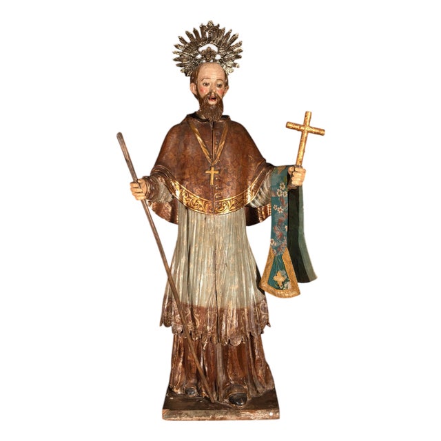 Mexican Artist, Colonial Figure of Saint Francis Xavier, 18th Century, Wood For Sale
