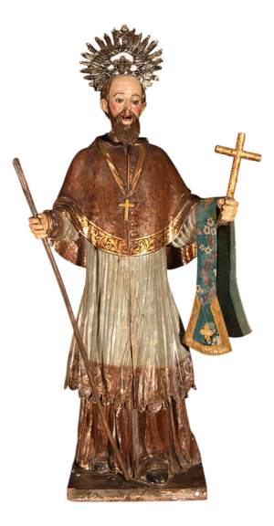 Mexican Artist, Colonial Figure of Saint Francis Xavier, 18th Century, Wood