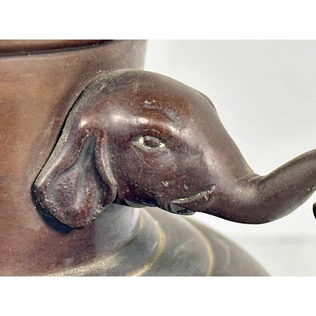 Metal Japanese Seizan Bronze Elephant Censer For Sale - Image 7 of 13