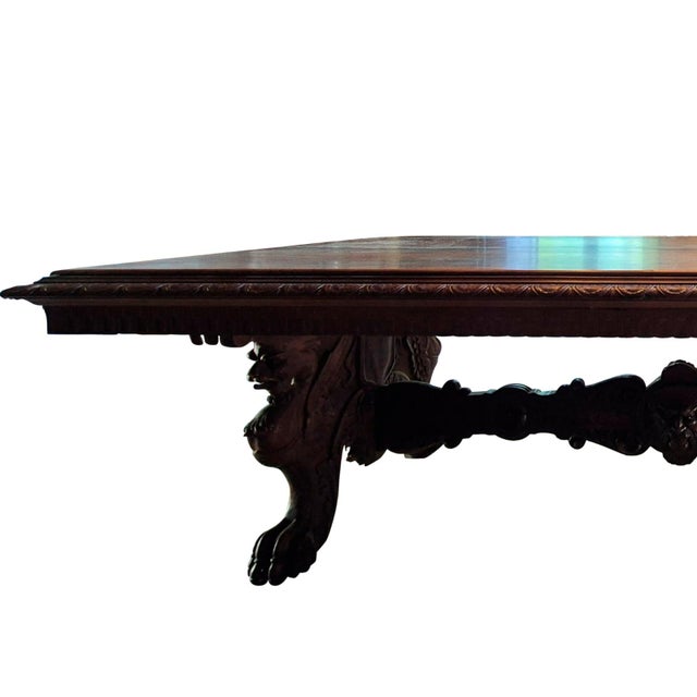 Antique Renaissance Revival Carved Walnut Refectory Table, 1850 For Sale - Image 13 of 18