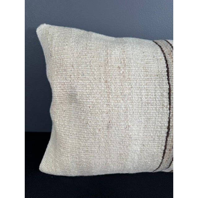 Contemporary Turkish Hemp Pillow Cushion Natural Beige Brown Pillow Cushion Cover 16" x 24" For Sale - Image 3 of 4