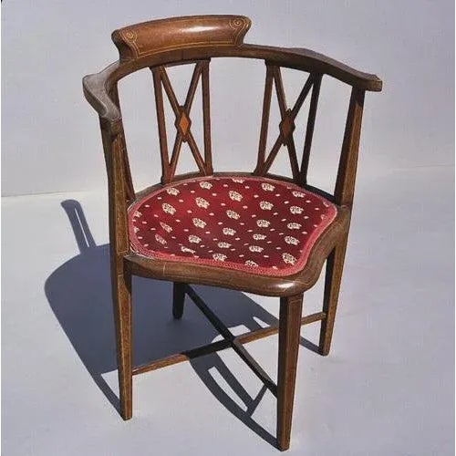 Inlaid Brown Mahogany Armchair For Sale - Image 6 of 6