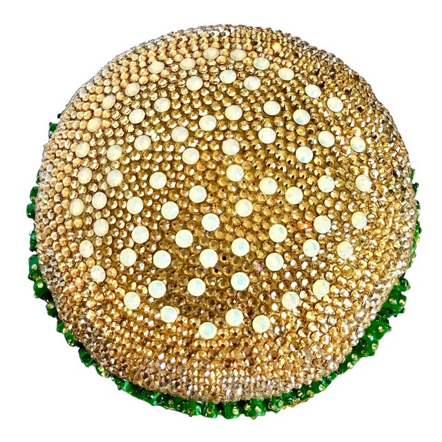 Metal 21c Judith Leiber Cheese hamBurger Crystal Gold Minaudiere Evening Clutch Shoulder Bag For Sale - Image 7 of 16