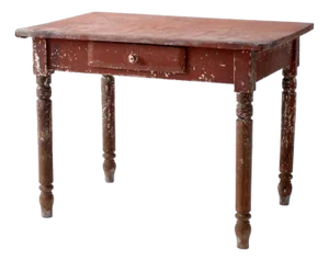 Antique Painted Farmhouse Table With Metal Top