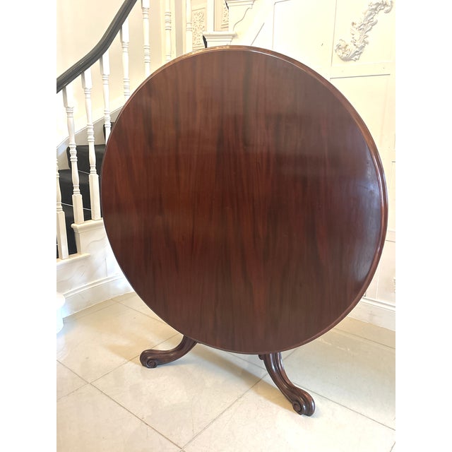 Wood Antique Victorian Circular Tilt-Top Dining Table in Mahogany, 1860 For Sale - Image 7 of 10