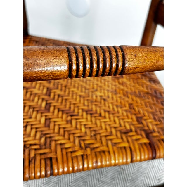 Vintage Solid Wood Child’s Rocking Chair With Woven Rush Seat Colonial Revival Style For Sale - Image 13 of 13