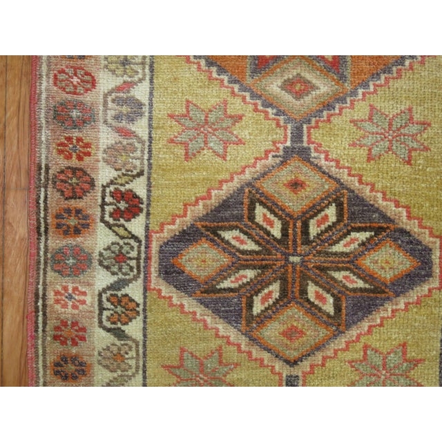 Yellow Green Vintage 20th Century Decorative Turkish Anatolian Turkish Runner For Sale In New York - Image 6 of 6