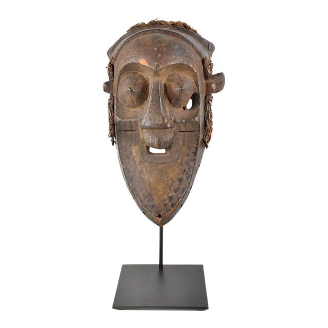 Early 20th Century Kuba Beaded Mask on Custom Stand For Sale
