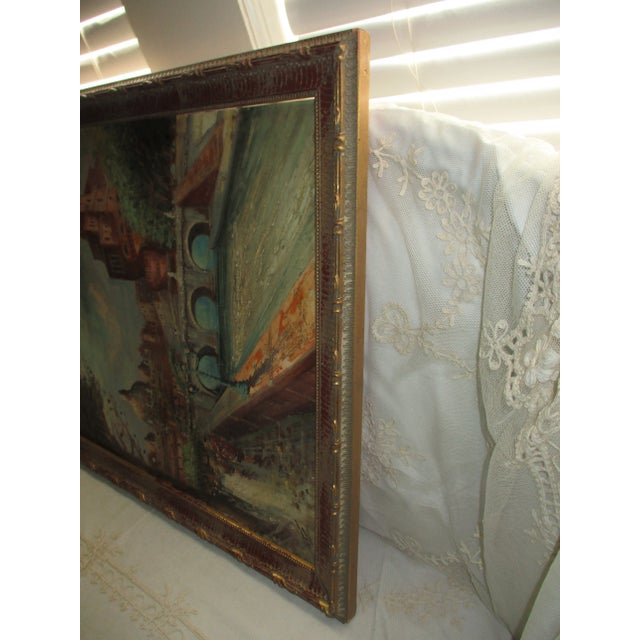 Vintage Painting on Canvas of St. Peter's Basilica in Gold & Red Frame For Sale In Columbia, SC - Image 6 of 18