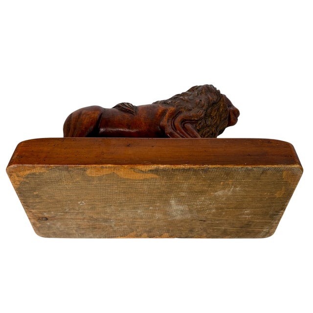 Late 19th Century Hand-Carved Wood Lion Sculpture For Sale - Image 9 of 18