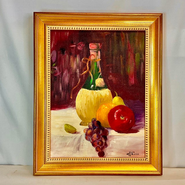 Wood 1969 Vintage Boho Chic Original Still Life Oil Painting, Artist Signed, Framed For Sale - Image 7 of 10