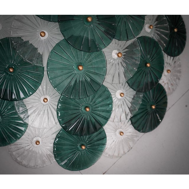 Art Deco Murano Glass Transparent and Green Chandelier, 2000 For Sale - Image 9 of 10