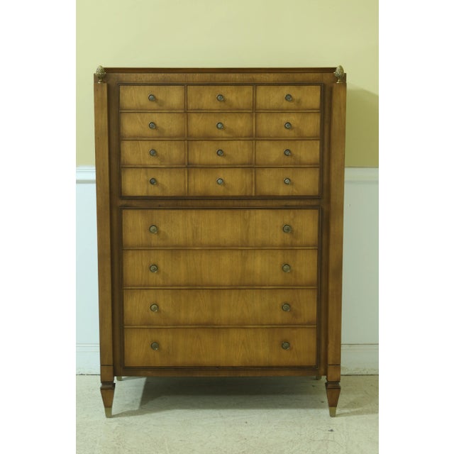 Vintage Regency Walnut Multi Drawer High Chest For Sale - Image 12 of 12