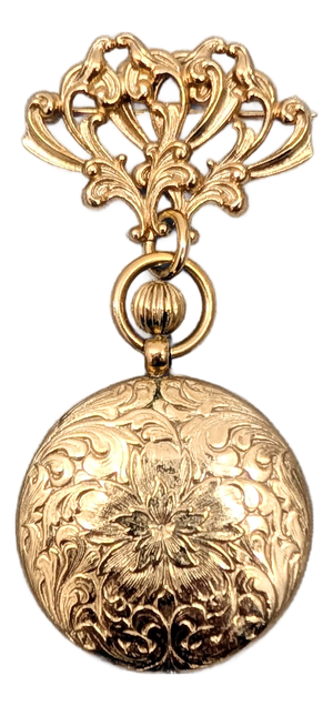 Vintage 1964 Signed Napier Goldtone Pocket Watch Style Brooch