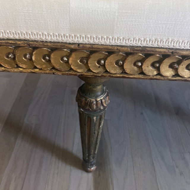 Wood Antique Painted Gustavian Swedish Neoclassical Style Giltwood Settee For Sale - Image 7 of 12