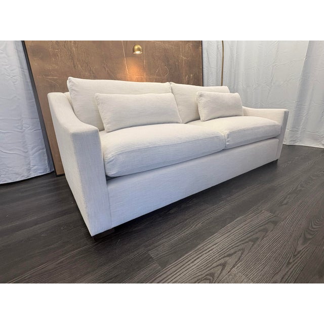 Traditional Rh Belgian Classic Slope Arm 2-Cushion Sofa – 7' | Classic Depth | Perennials® Performance Textured Linen Weave | Natural For Sale - Image 3 of 18