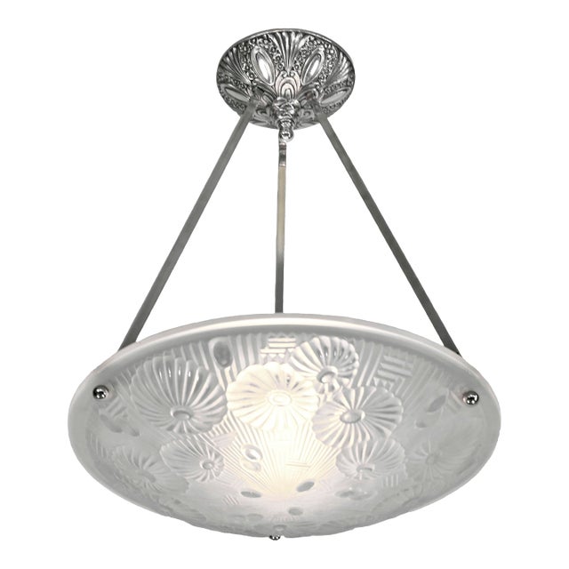 A French Art Deco Pendant Light by Lorrain Pierre d'Avesn Daum - 1930 France For Sale