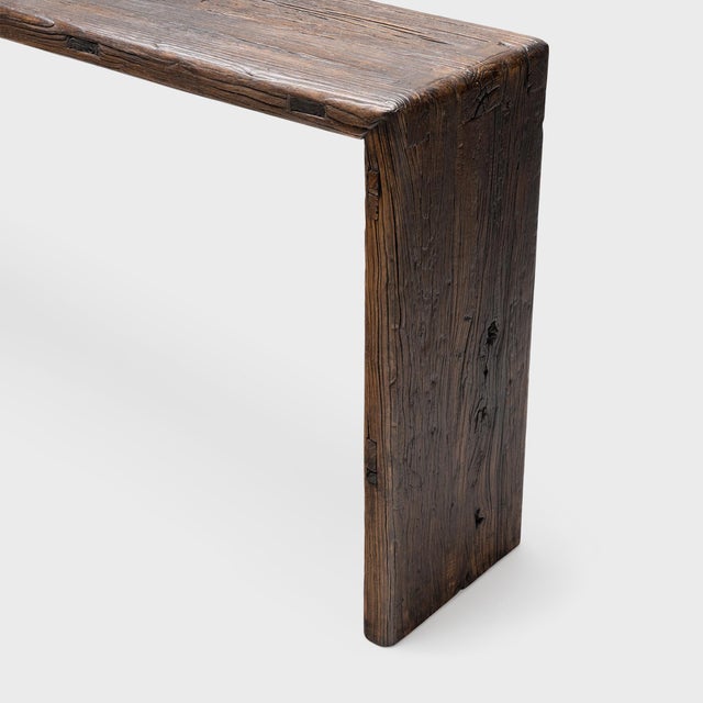 19th Century 19th Century Chinese Reclaimed Elm Waterfall Table For Sale - Image 5 of 6