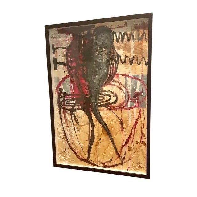 Artist Peter Below 1990s Abstract Mixed Media Painting Framed, 28.5” X 20.5” For Sale - Image 6 of 7