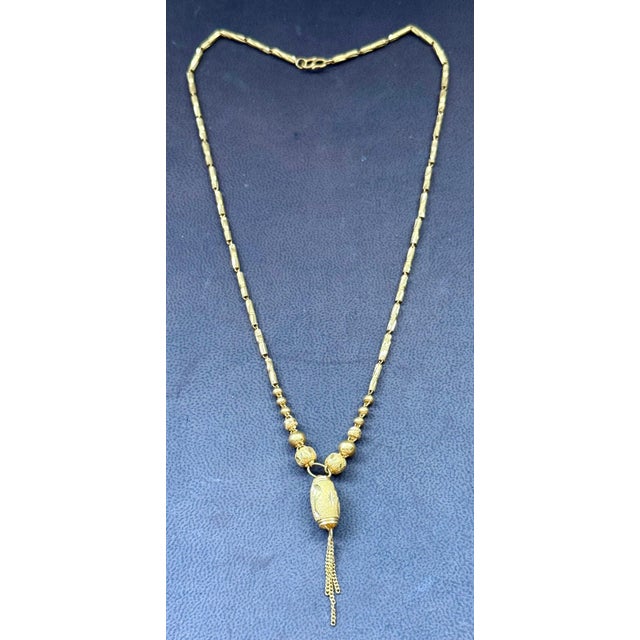 24 K Pure Gold Hand Made Yellow Gold Tube Chain Necklace, 9.7 Gm, 16 " + Pendant For Sale - Image 17 of 18