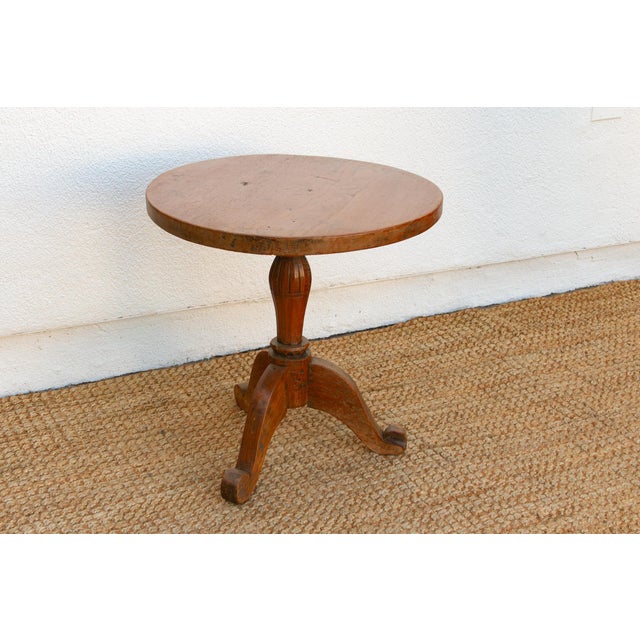 Wood Antique Colonial Teak Round End Table For Sale - Image 7 of 10