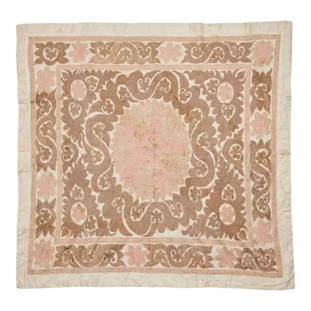 Vintage Suzani Tablecloth From Bukhara, 4'4'' X 5' For Sale