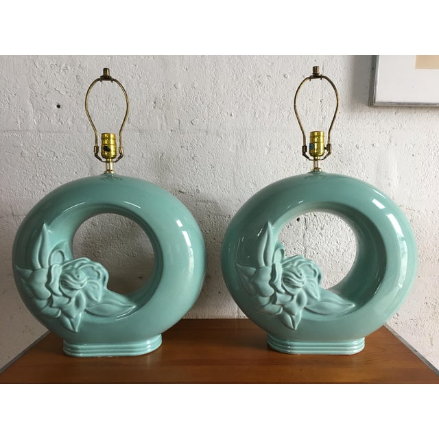 Mid Century Modern Hollywood Regency Ceramic Harris Lamps a Pair