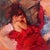 Logan Study by Jenna Anderson | Oil on canvas of a girl in a red blanket sleeping. For Sale