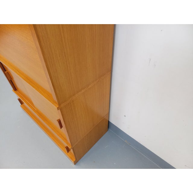 Wood Vintage Oak Bookshelf with Secretary, 1960s For Sale - Image 7 of 17