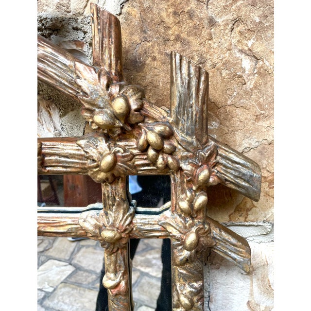 Hollywood Regency Vintage Large Gilt Wood Mirror With Oak Leaf & Acorn Motif For Sale - Image 3 of 6