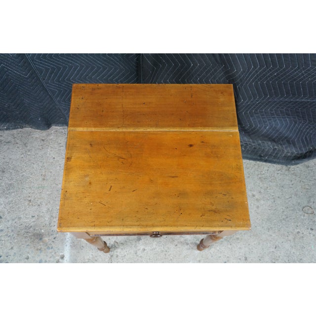 Antique 19th C. Early American Primitive Cherry Side Accent Table Nightstand 29" For Sale - Image 9 of 18